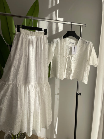 ENSEMBLE BRODERIE ANGLAISE DEMI MANCHE