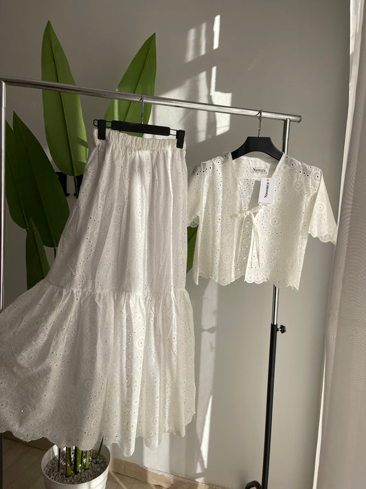 ENSEMBLE BRODERIE ANGLAISE DEMI MANCHE
