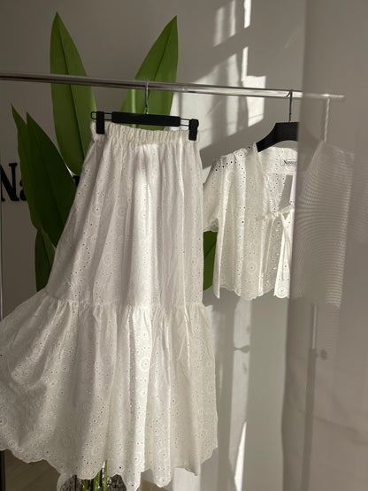 ENSEMBLE BRODERIE ANGLAISE DEMI MANCHE