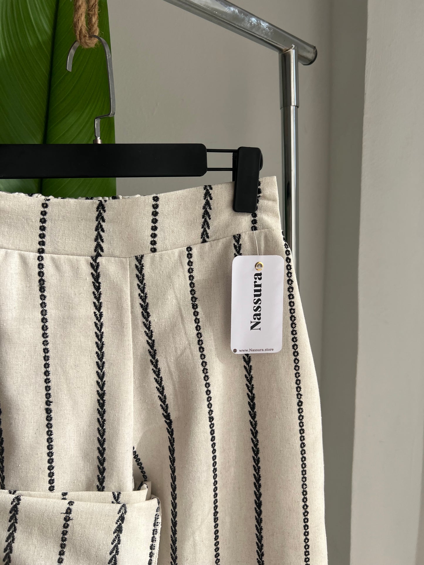 PANTALON EN LIN BRODERIE ANGLAISE