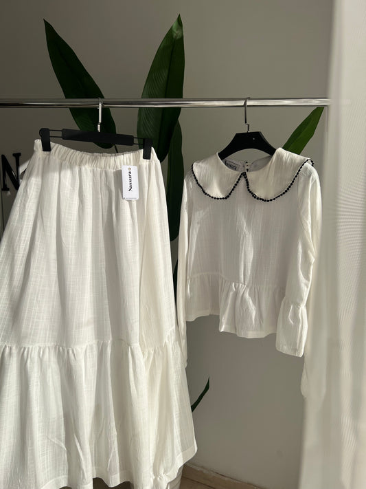 ensemble jupe et haut en lin