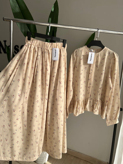 ENSEMBLE A FLEUR EN LIN COTON
