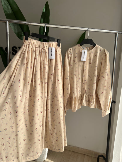 ENSEMBLE A FLEUR EN LIN COTON