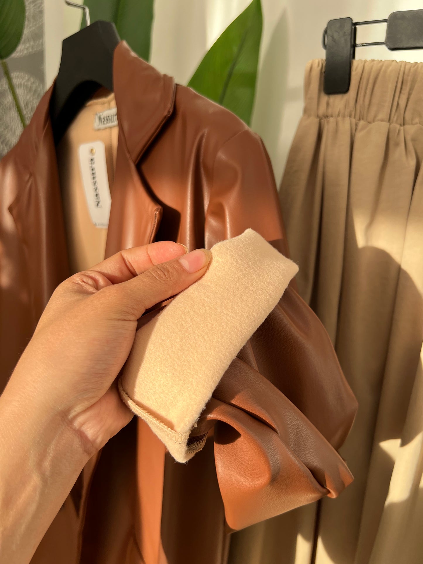 veste en cuire coton a l'intérieur