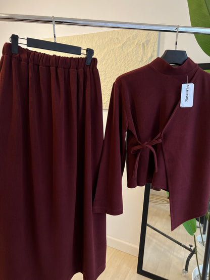 ENSEMBLE ROSE EN LAINE cotlé