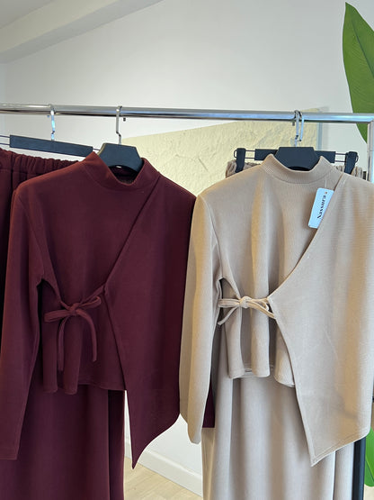 ENSEMBLE ROSE EN LAINE cotlé