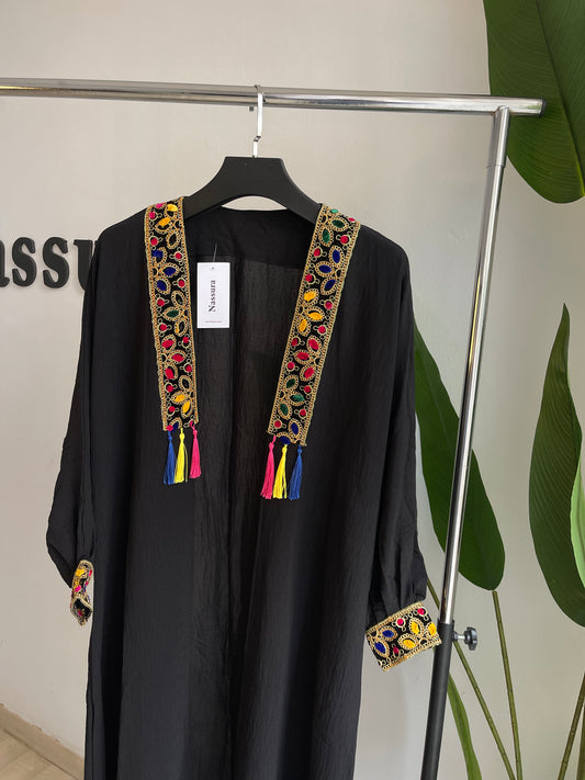 ABAYA AVEC BRODERIE HINDIEN