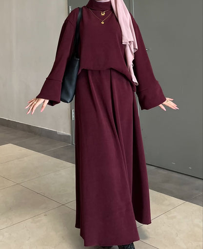 ENSEMBLE LIQUETE ET JUPE EN LAINE COTLE